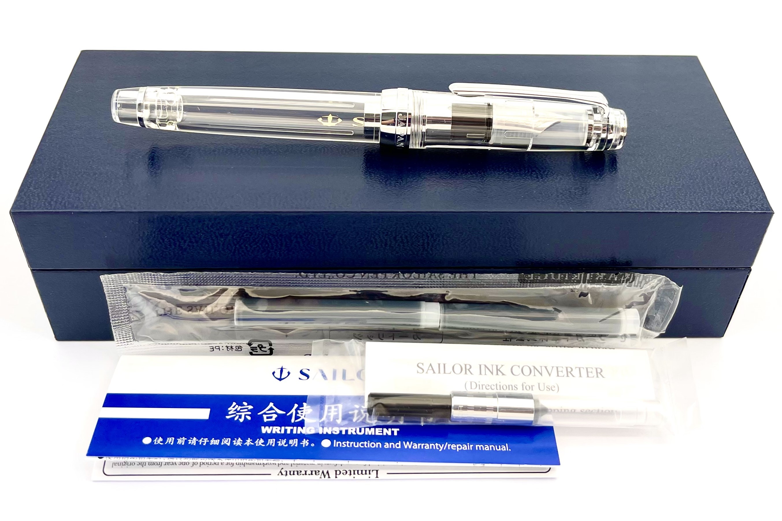 SailorProGearSlimClearDemoRhodiumTrimFountainPen_F